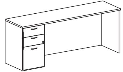 Treo, Knee Space Credenza (Full Mod) w/ BBF Ped
