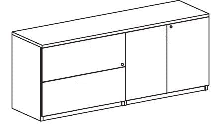 Treo, Credenza (Full Mod) w/ 1 Lat File, 1 Storage Unit