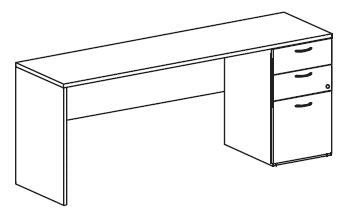 Treo, Knee Space Credenza (Wall Acc Mod) w/ BBF Ped