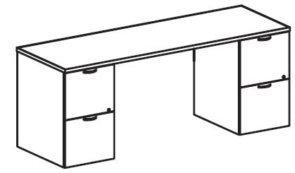 Treo, Knee Space Credenza (Part Mod) w/ 2 FF Peds