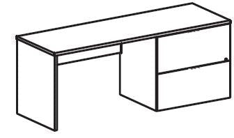 Treo, Knee Space Credenza (Wall Acc Mod) w/ Lat File