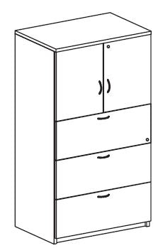 Treo, 1/2 Storage & 1/2 3-Drawer Lat File