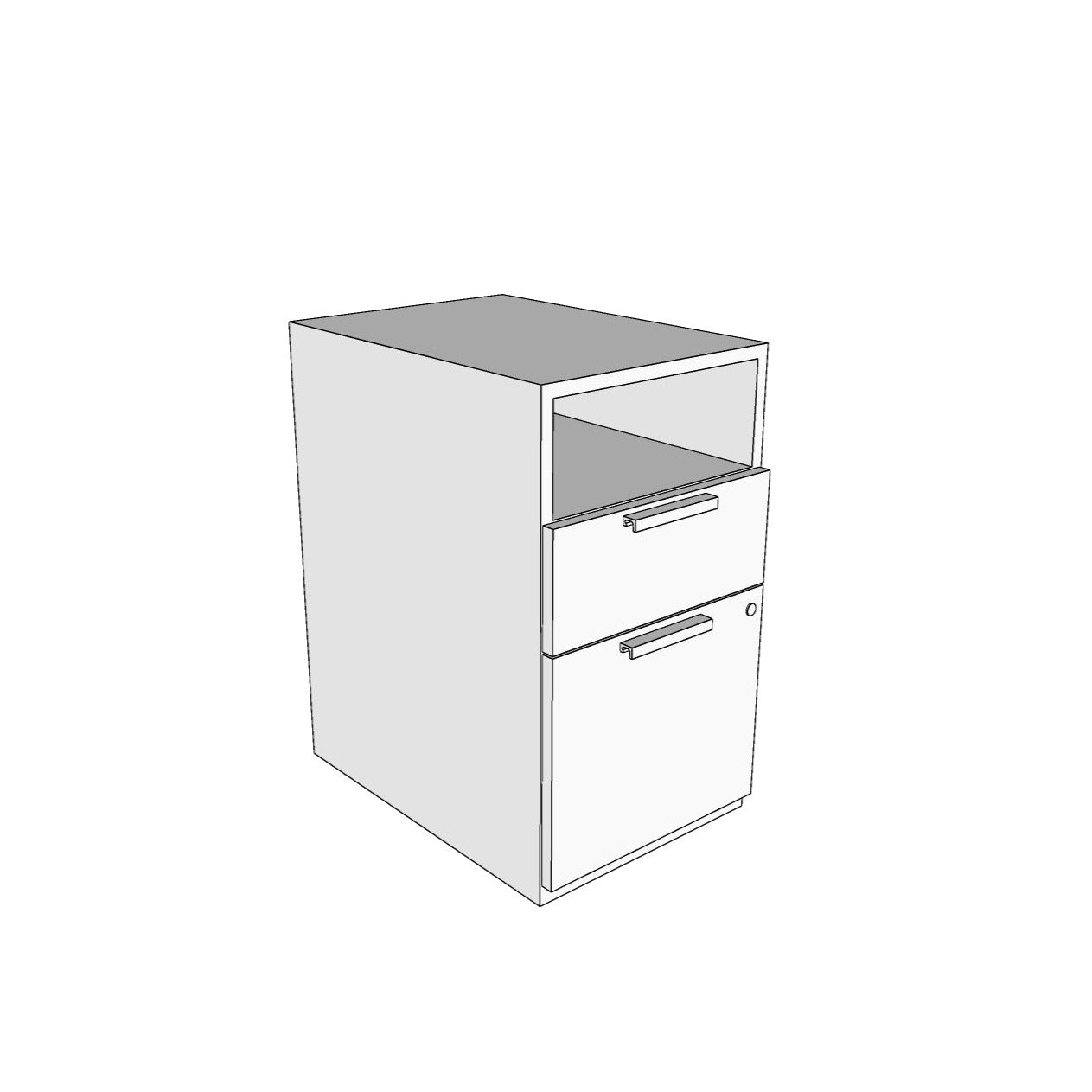QS-Treo, Floor Pedestal, Open/Box/File, w/ Lock, Worksurface Supporting