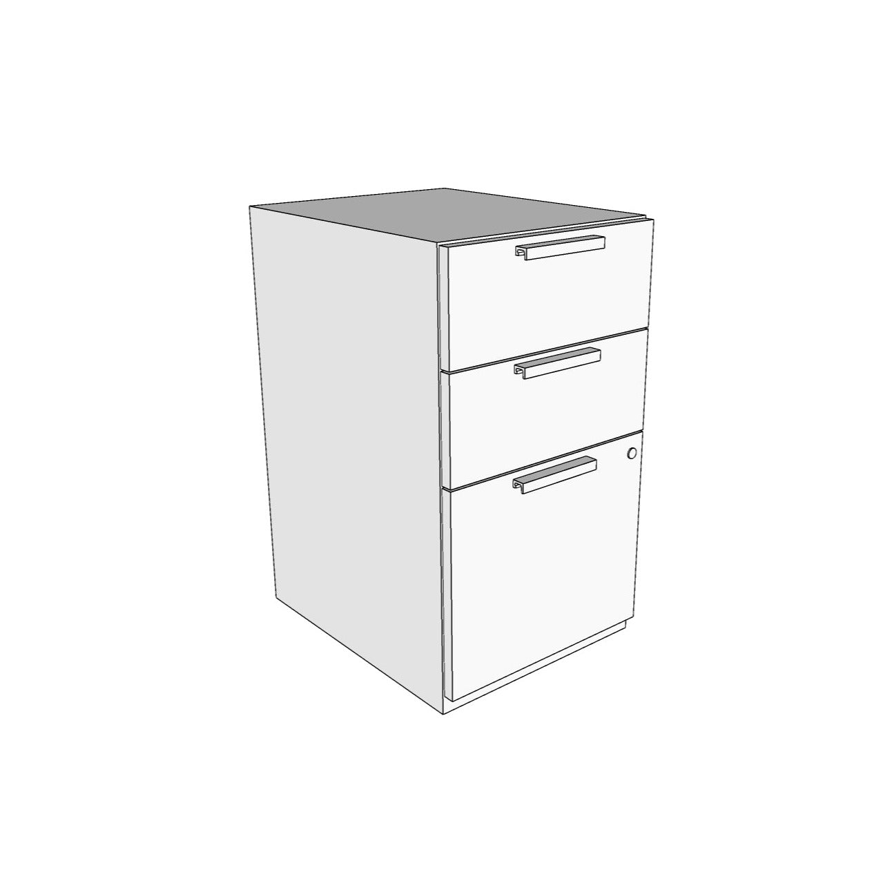 QS-Treo, Floor Pedestal, Box/Box/File, w/ Lock, Worksurface Supporting
