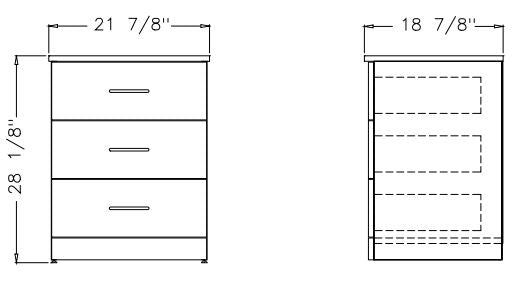Modern Series - Cabinet Bedside 3 Drawer