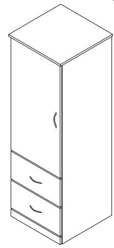 Modern Series - Wardrobe Upper with 2 Doors, 2 Drawers, Coat Rod 24" Wide