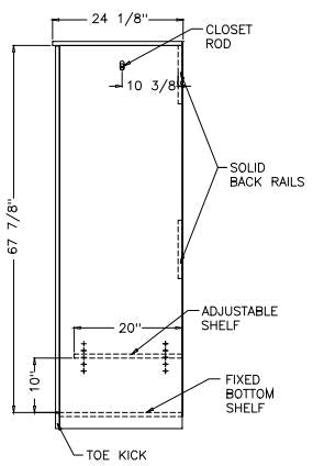 Modern Series - Wardrobe Full Door with Shelvf and Coat Rod - 32" Wide