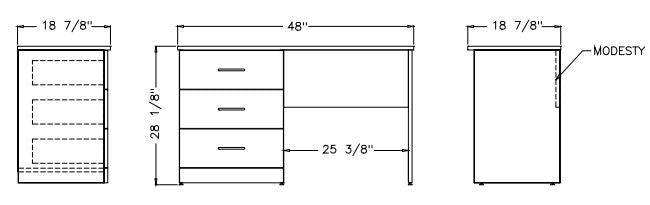 Modern Series - Desk with 3 Drawers