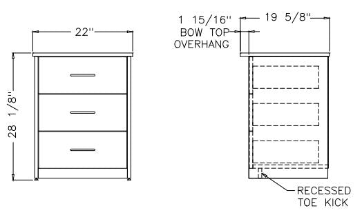 Scandinavian Series - Cabinet Bedside 3 Drawer with Pull-Out Shelf
