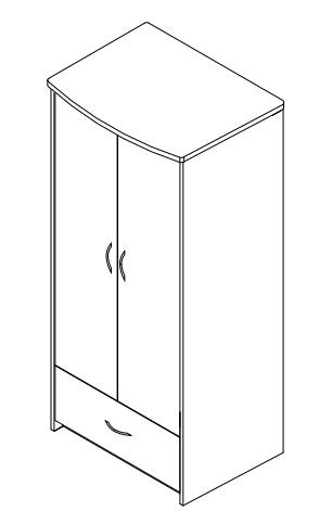 Scandinavian Series - Wardrobe Upper 2 Doors and 2 Drawers, 36"W