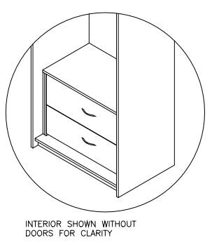 Scandinavian Series - Wardrobe Full Doors with 2 Inside Drawers, 36W