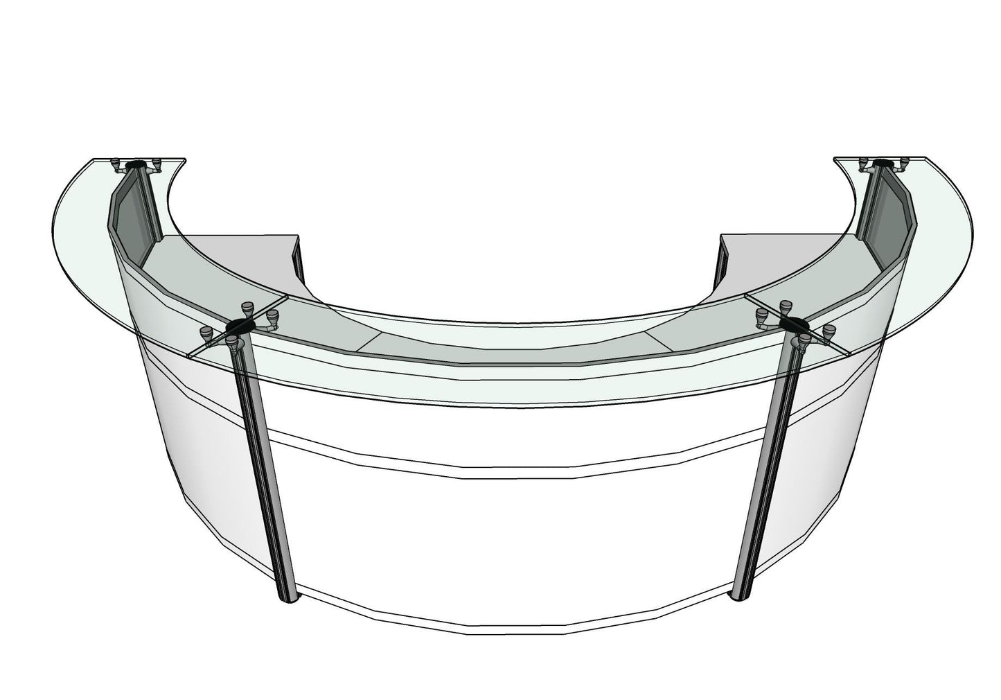 Curved Beam Round Reception with Glass Transaction Top PBR013