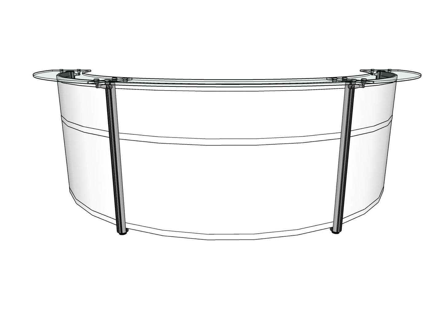 Curved Beam Round Reception with Glass Transaction Top PBR013