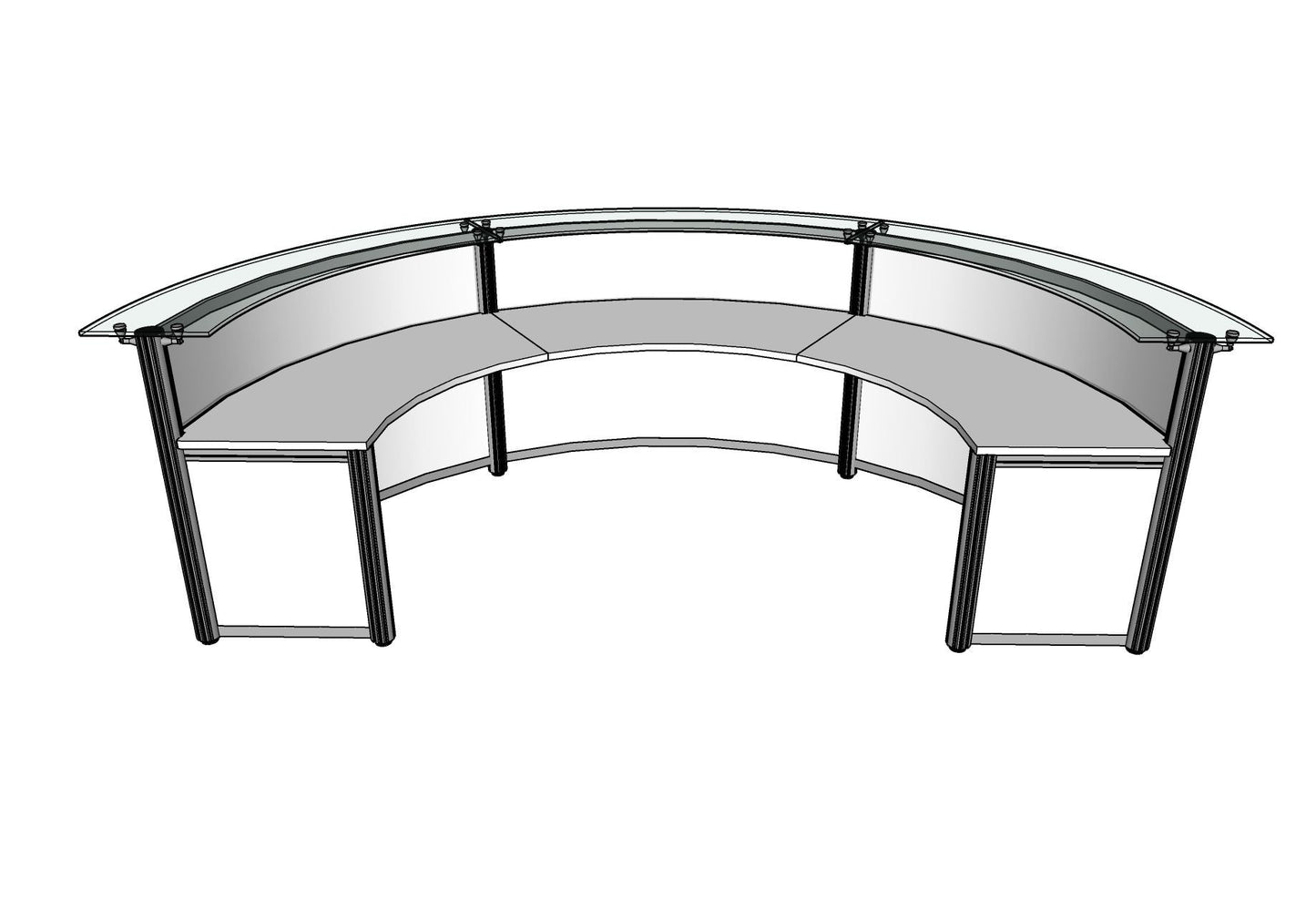 Curved Beam Round Reception with Glass Transaction Top PBR013