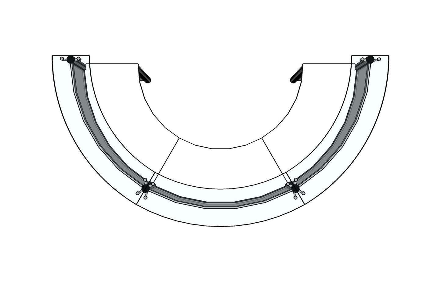 Curved Beam Round Reception with Glass Transaction Top PBR013