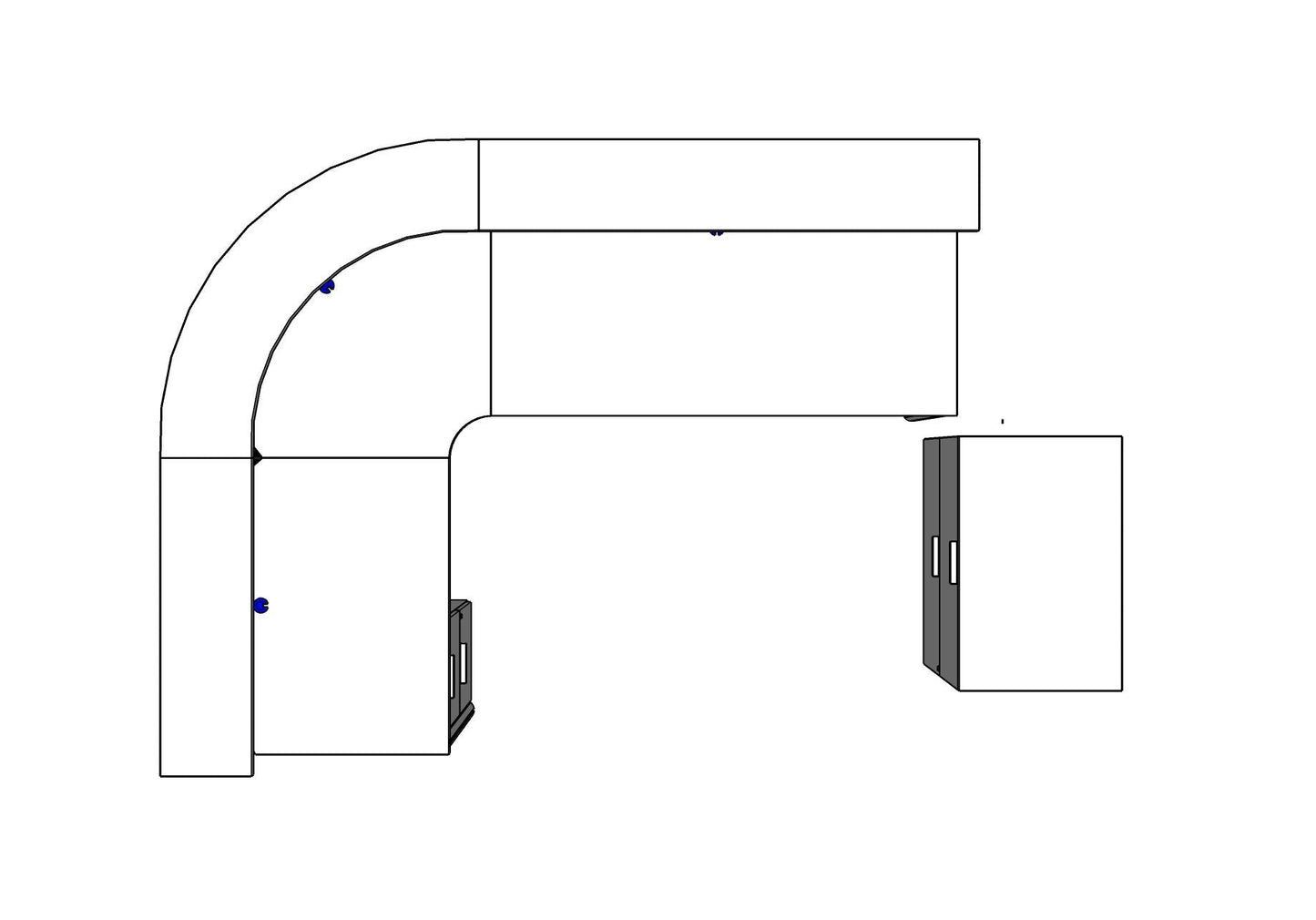 Curved Beam, Corner Reception with Front Curve PBR015