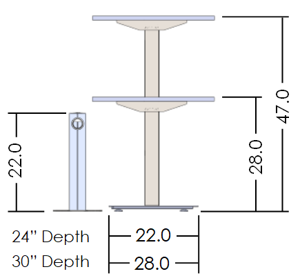 Clever, Electric Height Adj Table, T-Leg, with  Surface