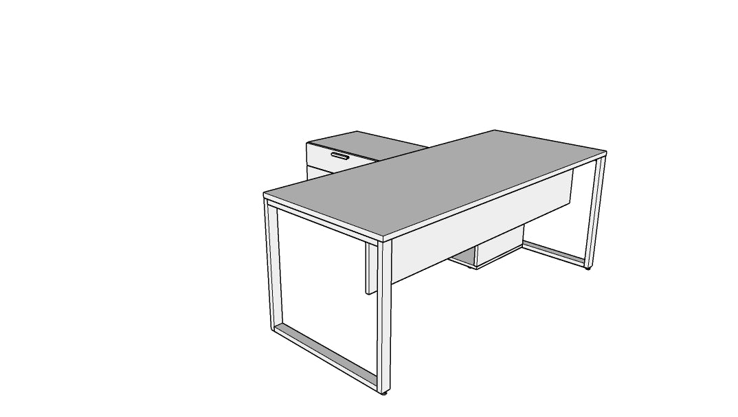 QITO001 - Qi Desk Suite - O Leg with Credenza Return