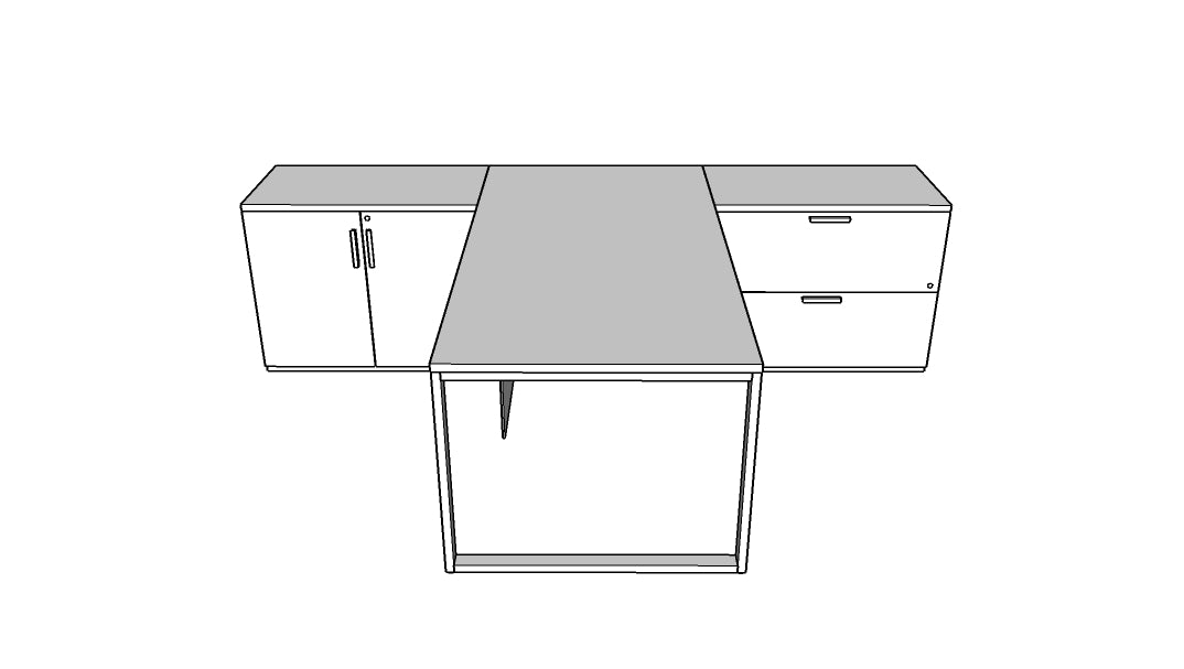QITO004 - Qi Desk Suite - O Leg with Lateral, Storage and Modesty