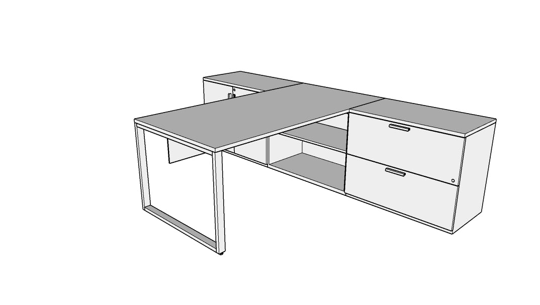 QITO004 - Qi Desk Suite - O Leg with Lateral, Storage and Modesty