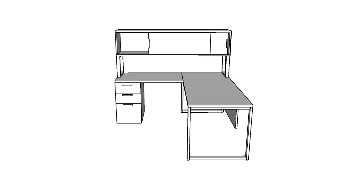 QITO009 - Qi Desk Suite - O Leg with BBF Return, Hutch and Modesty