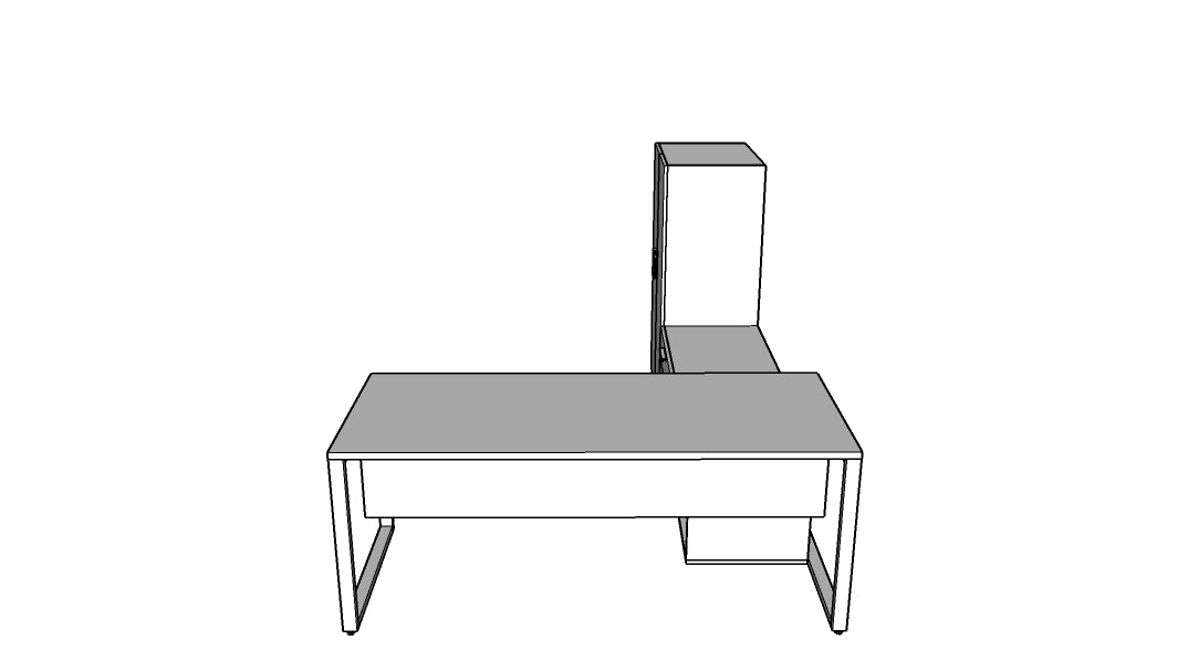 QITO010 - Qi Desk Suite - O Leg with Credenza, Storage Tower and Modesty