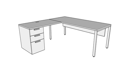 QITU002 - Qi L-Desk Suite - U Leg with Credenza Return