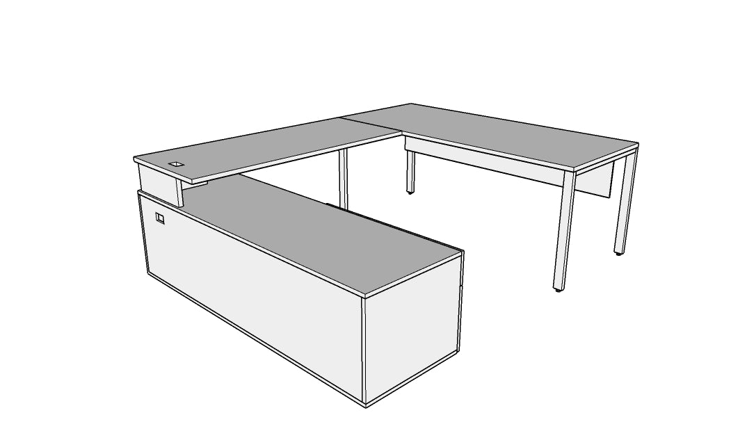 QITU003 - Qi Desk U-Suite - U Leg Desk with Return and Credenza