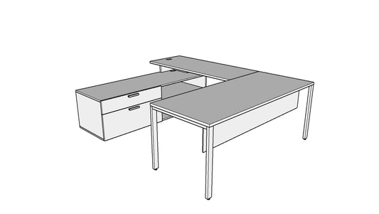 QITU003 - Qi Desk U-Suite - U Leg Desk with Return and Credenza