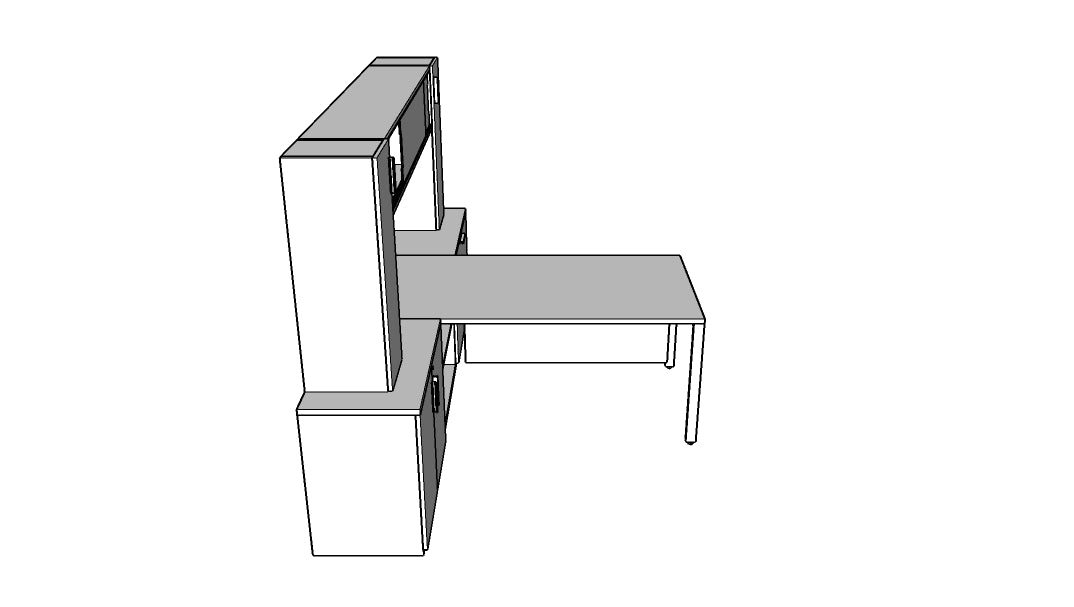 QITU008 - Qi Desk Suite - U Leg with Lateral, Mini Towers, Wall Mount Bin and Modesty