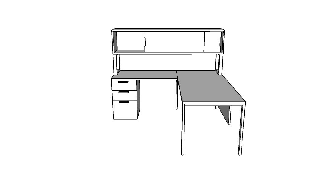 QITU009 - Qi Desk Suite - U Leg with BBF Return, Hutch and Modesty