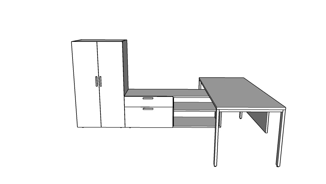 QITU010 - Qi Desk Suite - U Leg with Credenza, Storage Tower and Modesty