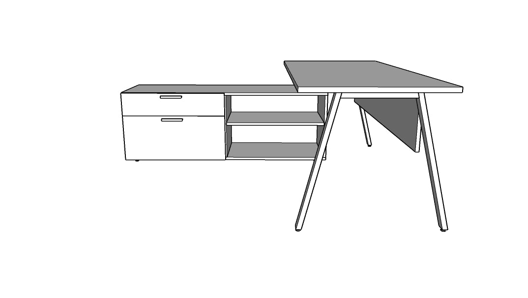 QITV001 - Qi Desk Suite - V Leg with Credenza Return