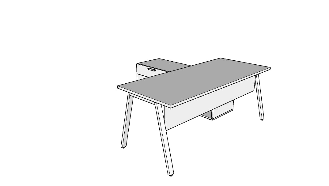 QITV001 - Qi Desk Suite - V Leg with Credenza Return
