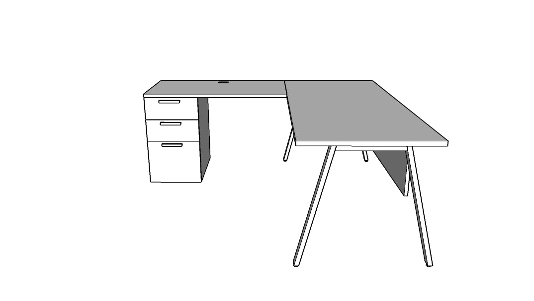 QITV002 - Qi Desk Suite - V Leg with Credenza Return