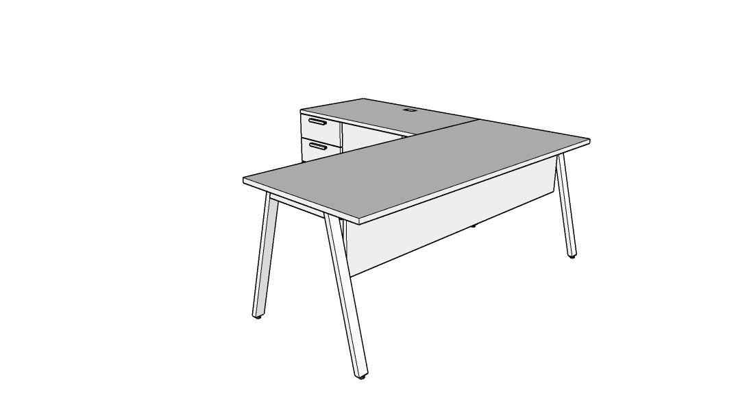 QITV002 - Qi Desk Suite - V Leg with Credenza Return