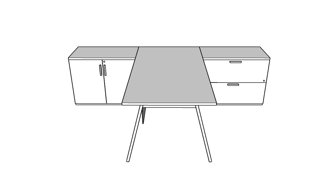 QITU004 - Qi Desk Suite - U Leg with Lateral, Storage and Modesty