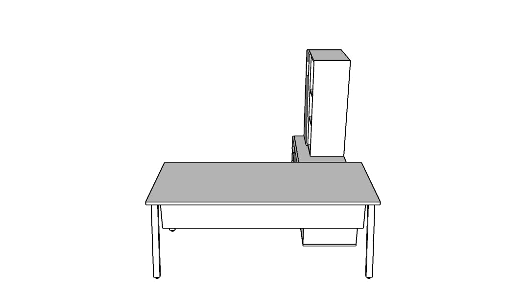 QITV007 - Qi Desk Suite - V Leg with Credenza, Stack Mini Tower and Modesty