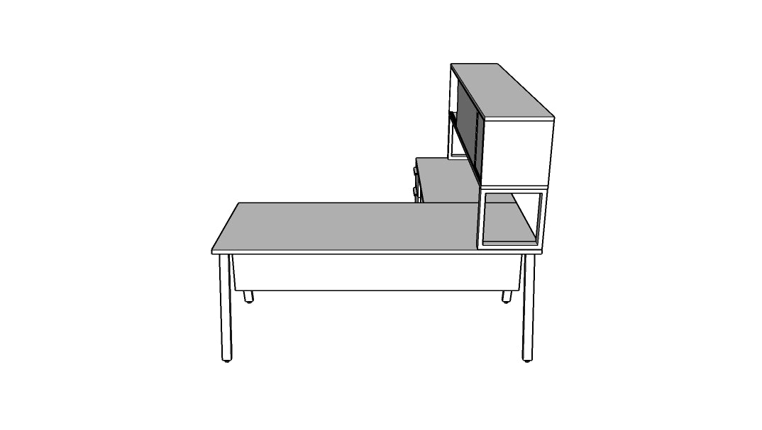 QITV009 - Qi Desk Suite - V Leg with BBF Return, Hutch and Modesty