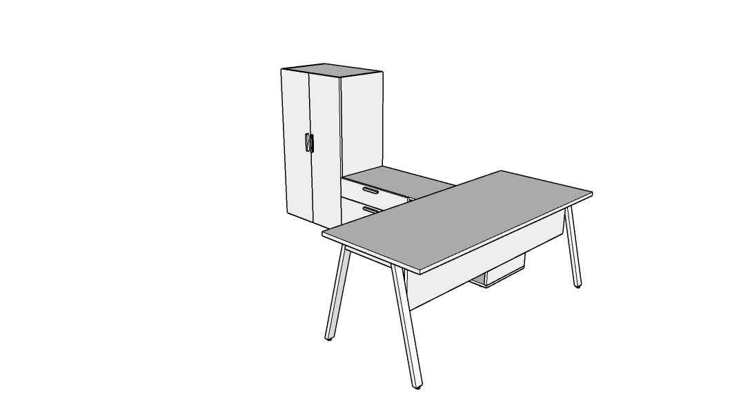QITV010 - Qi Desk Suite - O Leg with Credenza, Storage Tower and Modesty