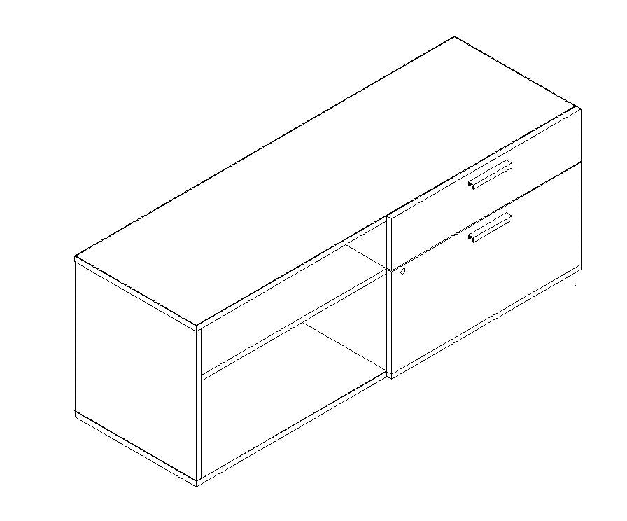 Qi Credenza with levelers, Open, Box/File,