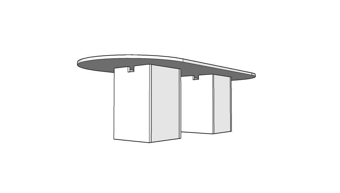Treo Racetrack Conference Table with Cube Base