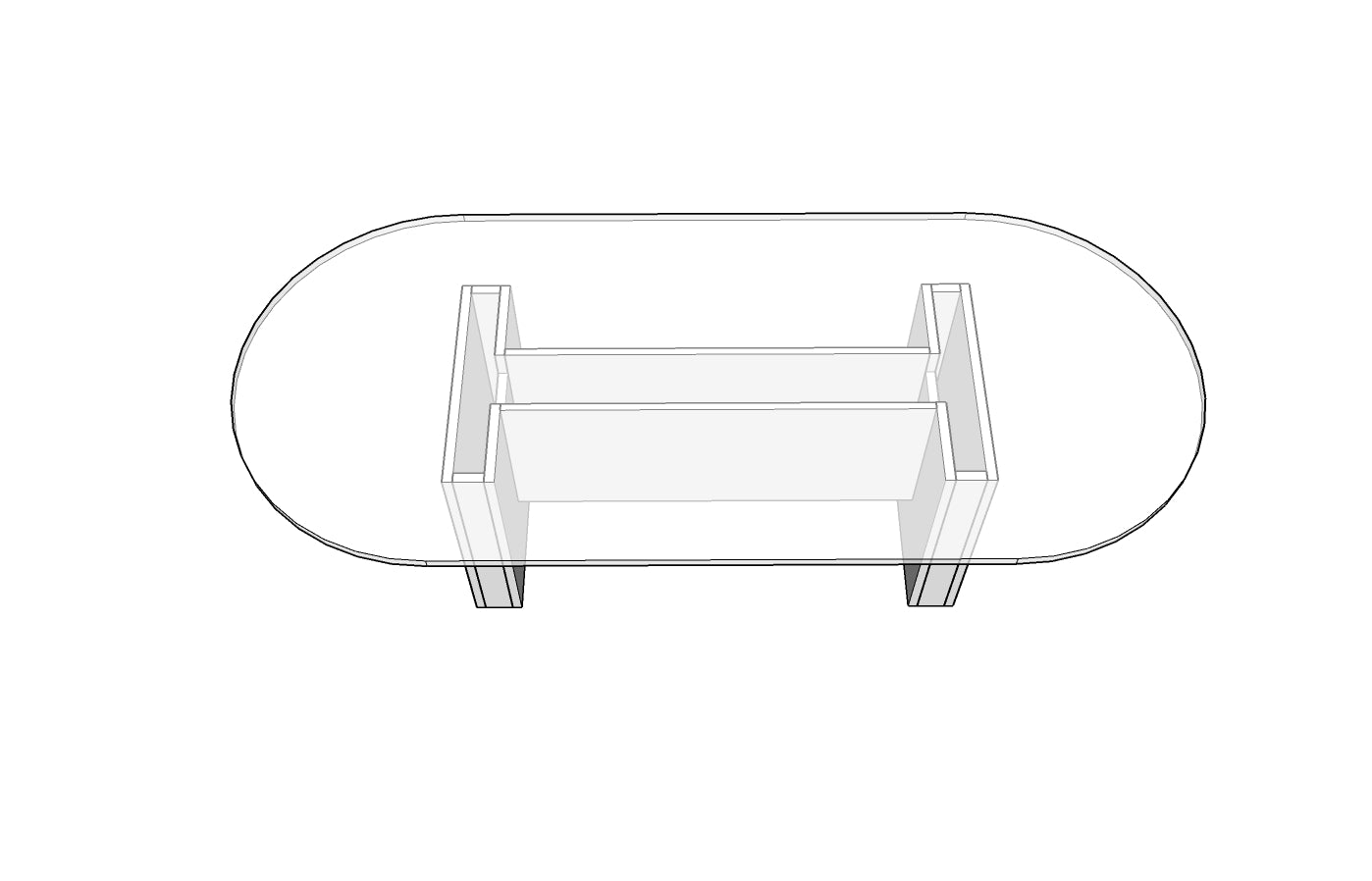 Treo Racetrack Conference Table with Sandwich Base