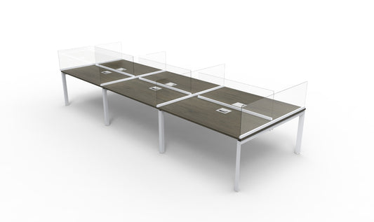 Edge Benching Typical, 6 Pack, Centre and Side Screens (WT-ED-A3-6PB-UCS)