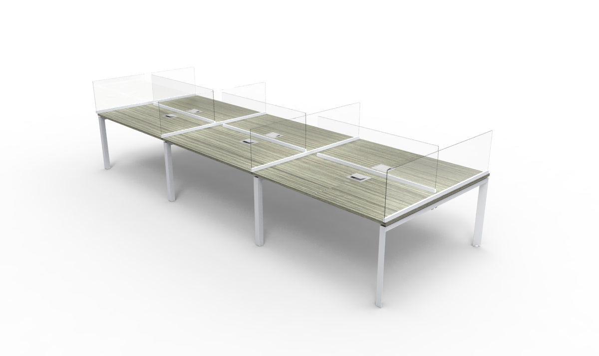 Edge Benching Typical, 6 Pack, Centre and Side Screens (WT-ED-A3-6PB-UCS)