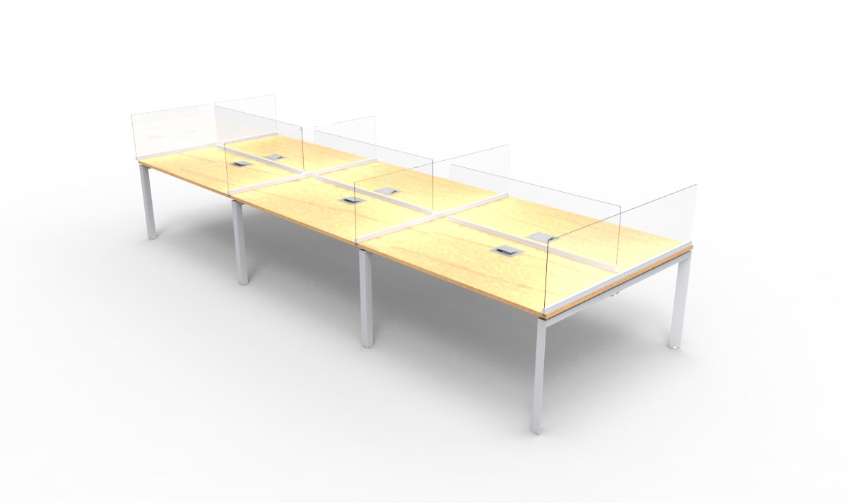Edge Benching Typical, 6 Pack, Centre and Side Screens (WT-ED-A3-6PB-UCS)