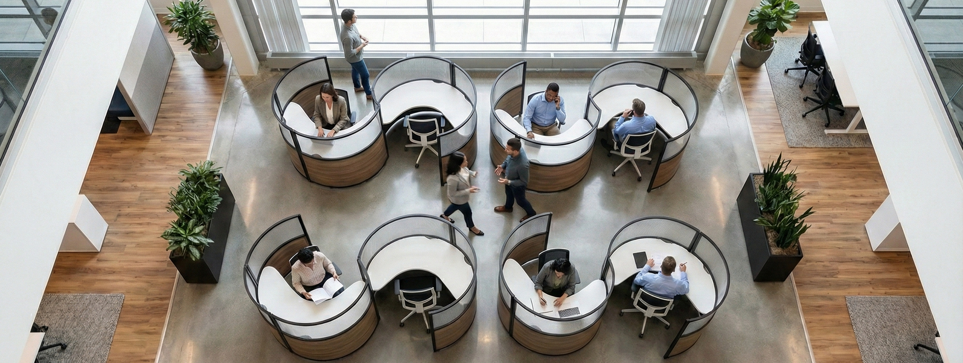 Load video: Curved workstations from fluidconcepts