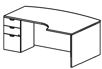 Treo, Extended Corner Desk w/ BBF Floor Ped (left)