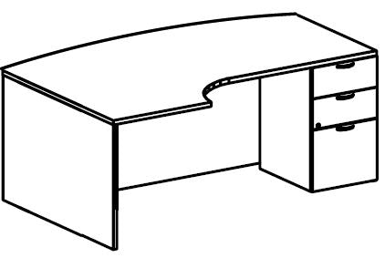 Treo, Extended Corner Desk w/ BBF Floor Ped (left)