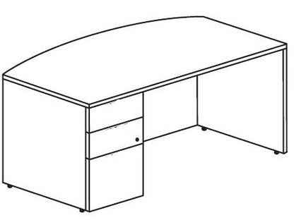 Treo, Bow Top Desk w/ Single BBF Floor Ped (left)